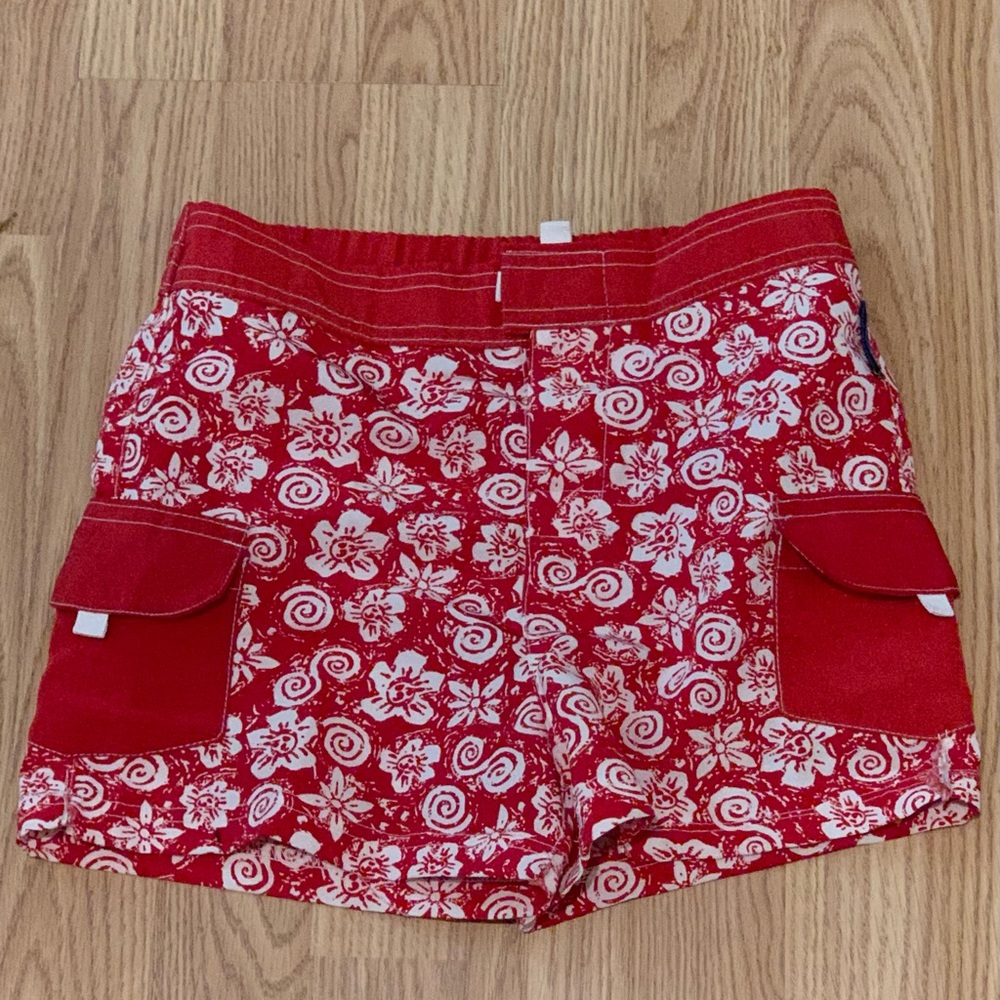 Sideout Red & White Floral Print Surf Shorts w/ Pockets - Size Yough Large (6X)